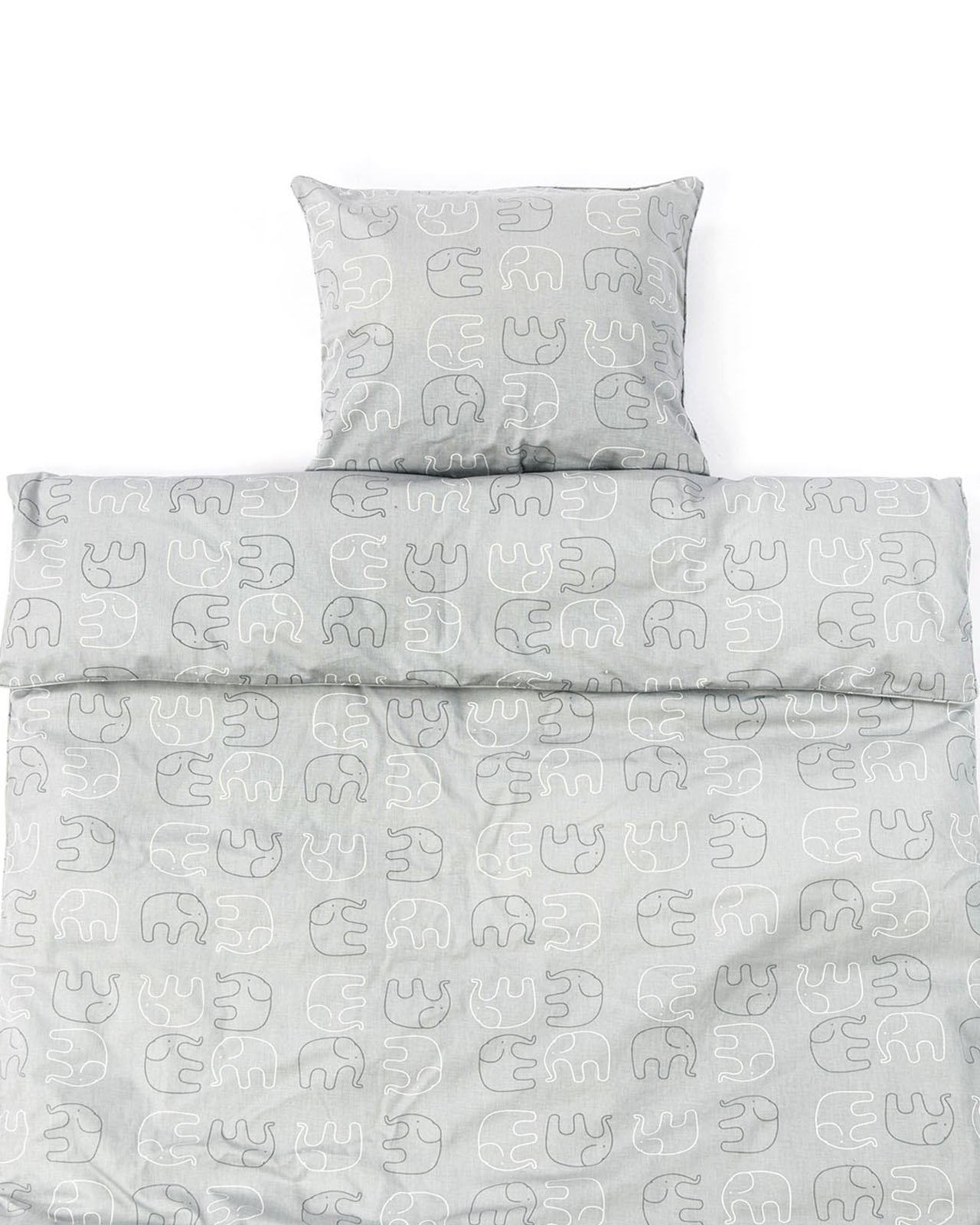 Smallstuff sengetøj JUNIOR grå m. elefant – Barnevogne
